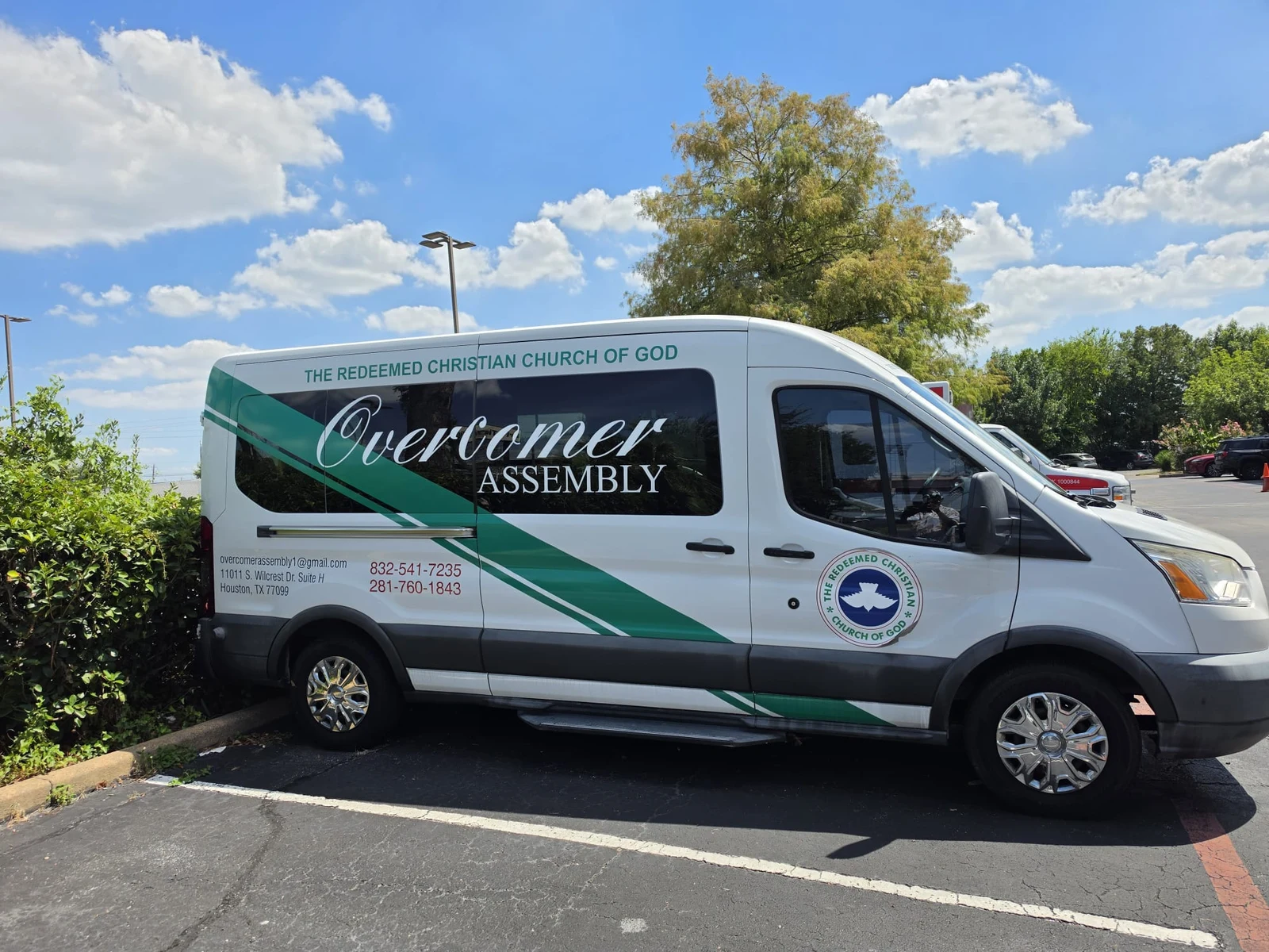 The official RCCG Overcomer Assembly van, displaying the church name and RCCG emblem
